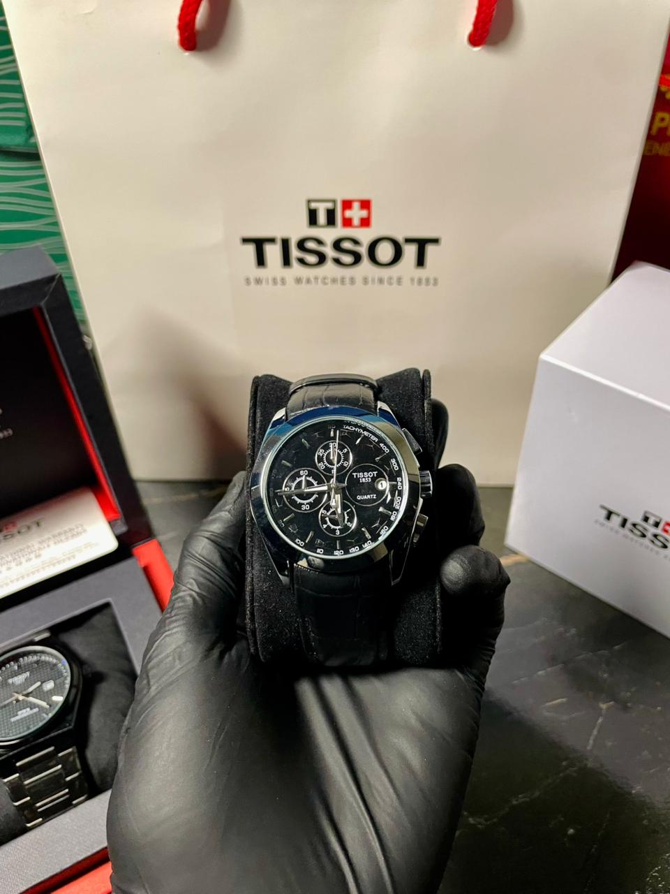 Tissot 1853 PRX Black Leather Strap With Chronograph