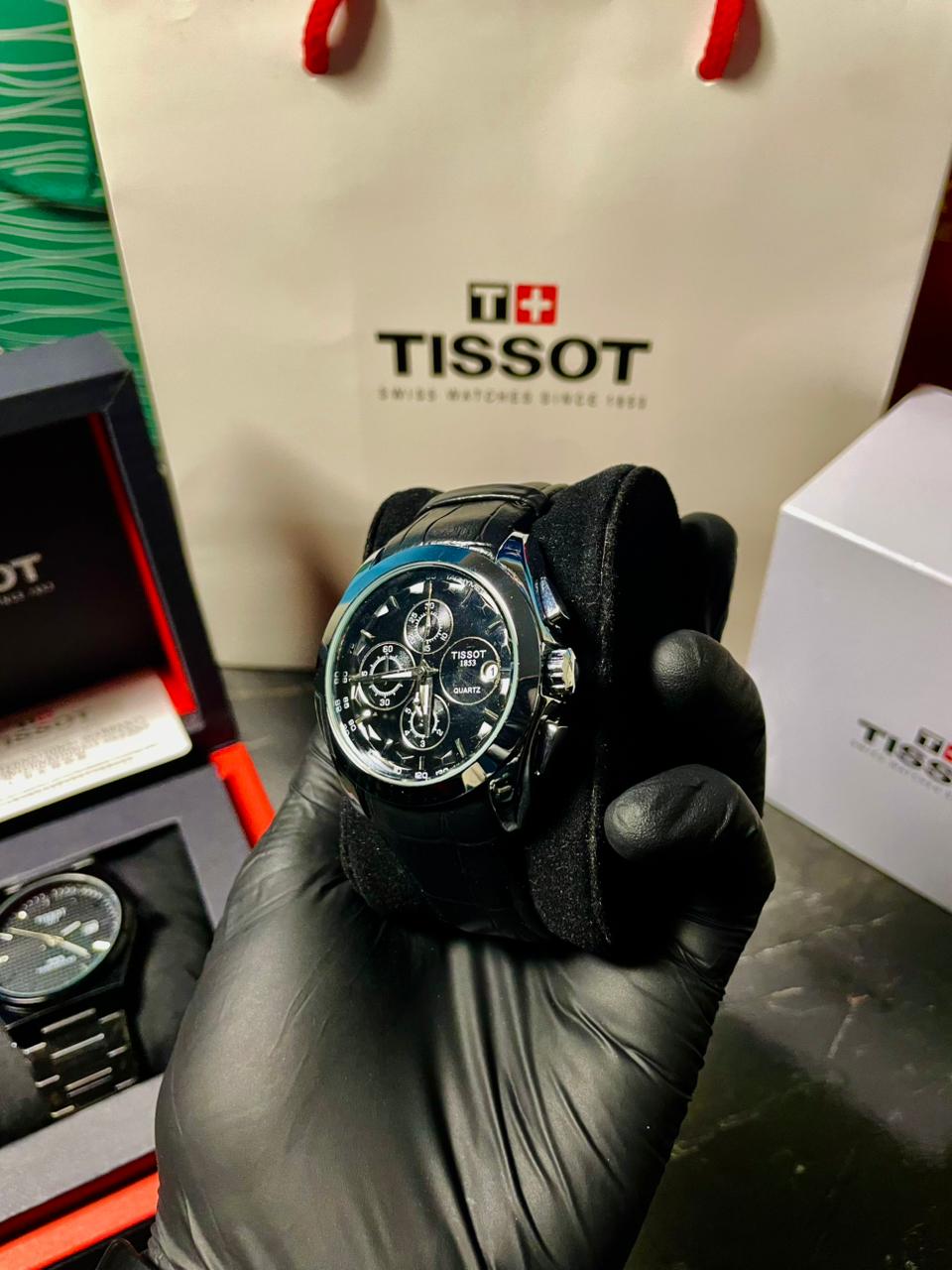 Tissot 1853 PRX Black Leather Strap With Chronograph