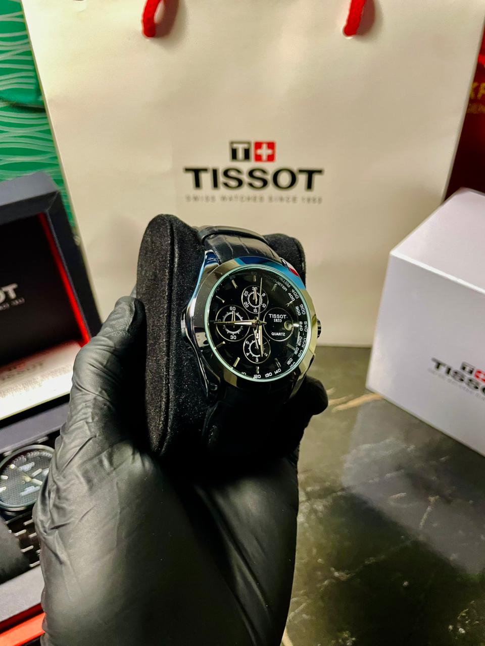 Tissot 1853 PRX Black Leather Strap With Chronograph